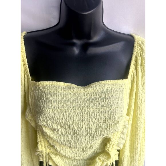 Sophie Rue Ruched Yellow Cottagecore Prairie Top Long Sleeve Size XL Romantic - Picture 3 of 11